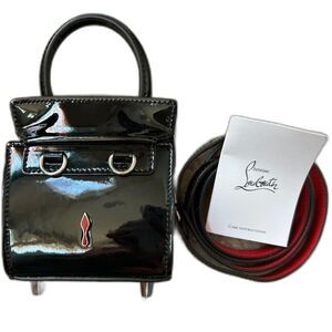 CHRISTIAN LOUBOUTIN Paloma Nano Patent Leather 2 Way Black Handbag BRAND NEW!